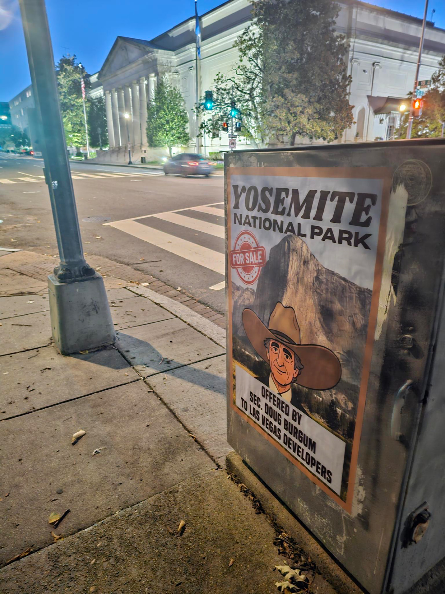Yosemite for sale poster taped to a metal cabinet