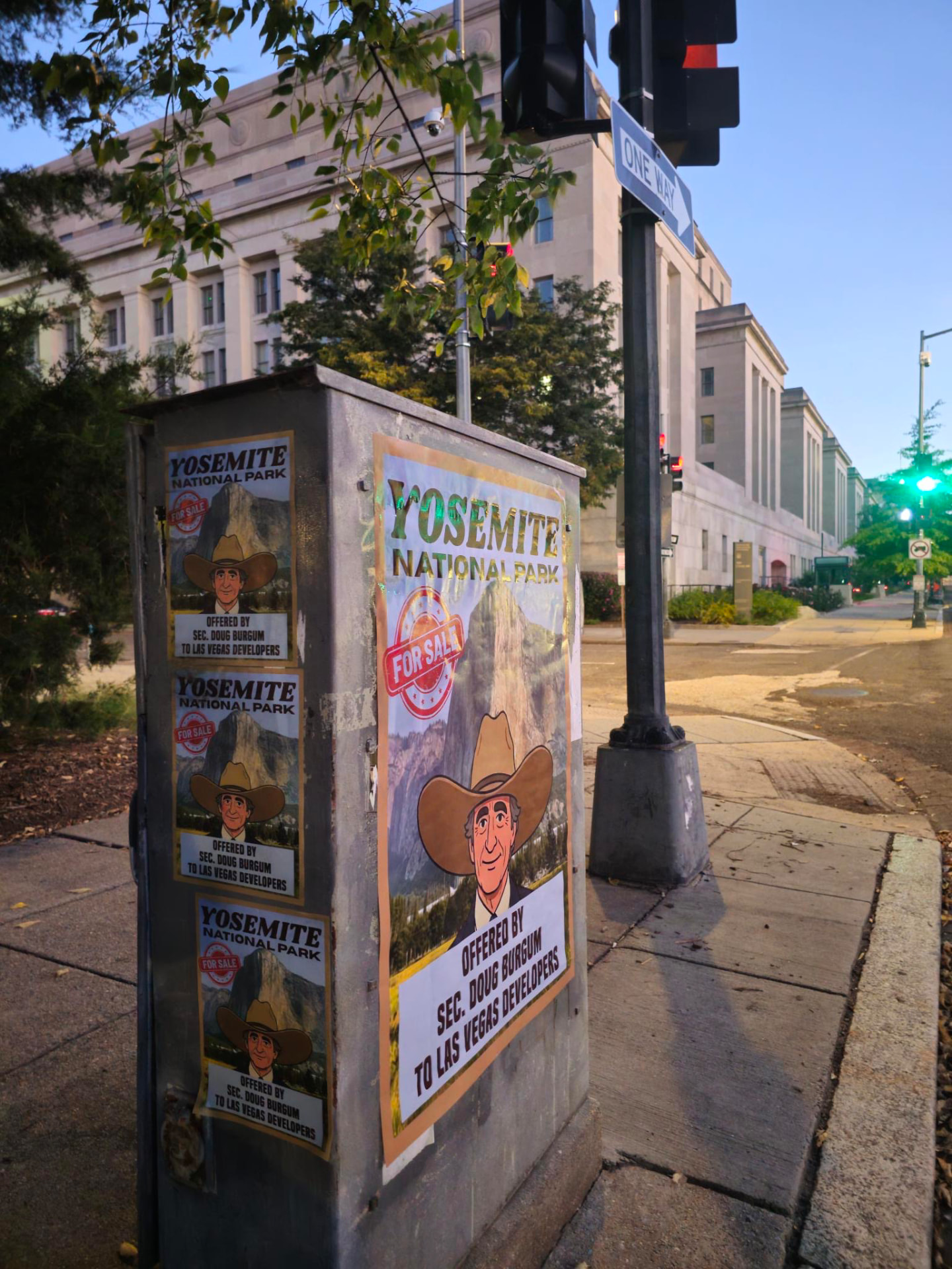 Yosemite for sale poster on a utility box in Washington D.C.